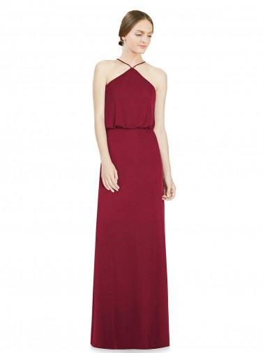 Best Sleek Halter Neck A-Line Chiffon Bridesmaid Dress UK