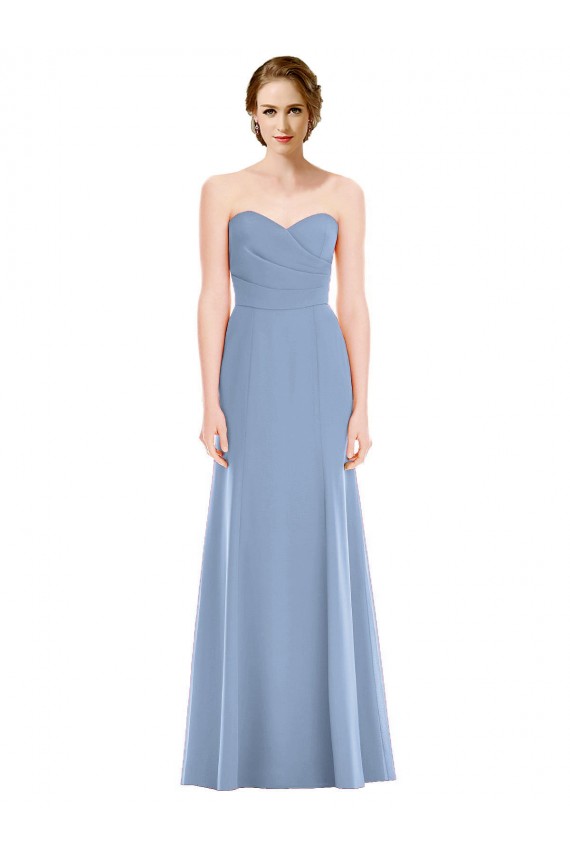 Best Draped Strapless Sweetheart Trumpet Chiffon Bridesmaid Dress UK
