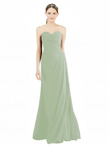 Best Sweetheart Neckline Draped Floor Length Chiffon Bridesmaid Dress UK