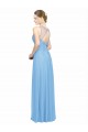 Best Double Straps Shoulder V-Neck Sheath Chiffon Bridesmaid Dress with Keyhole Back UK