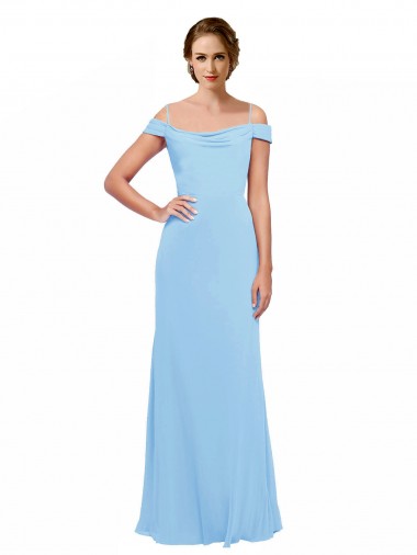 Best Off the Shoulder Bateau Neck Chiffon Bridesmaid Dress with Straps UK