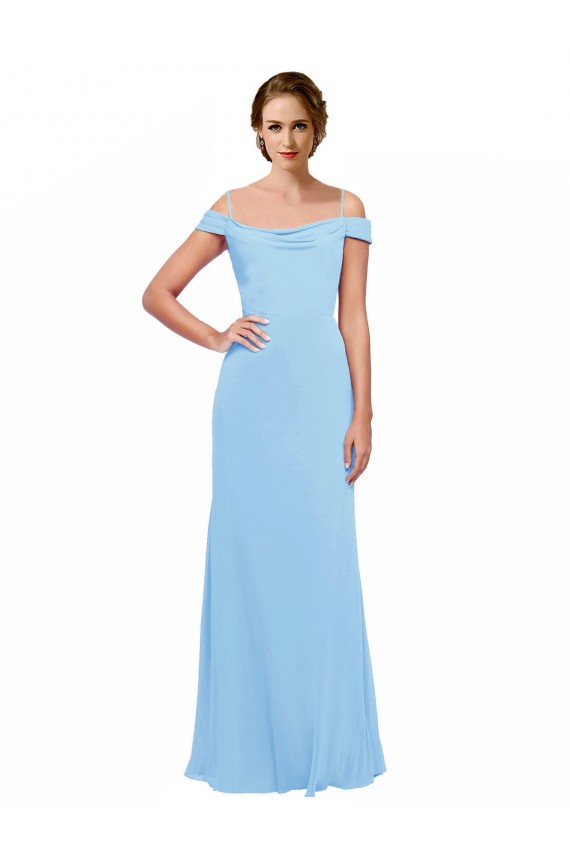 Best Off the Shoulder Bateau Neck Chiffon Bridesmaid Dress with Straps UK