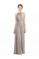 Best Backless Halter Chiffon Bridesmaid Dress with Front Slit and Tie Open Back UK