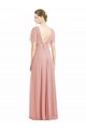 Best Draped Short Sleeves Long Chiffon A-Line Bridesmaid Dress UK