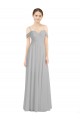 Best Off the Shoulder Long Chiffon Bridesmaid Dress with Ruched Bodice UK