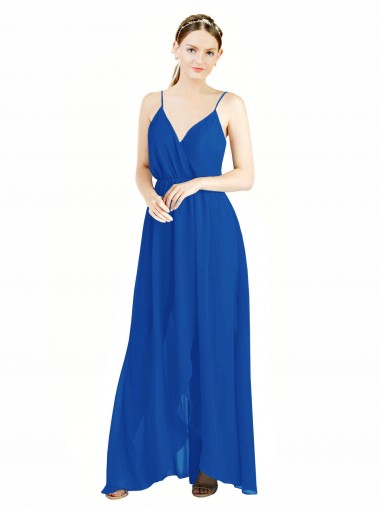 Best Sleeveless Surplice Chiffon Bridesmaid Dress with Spaghetti Straps UK