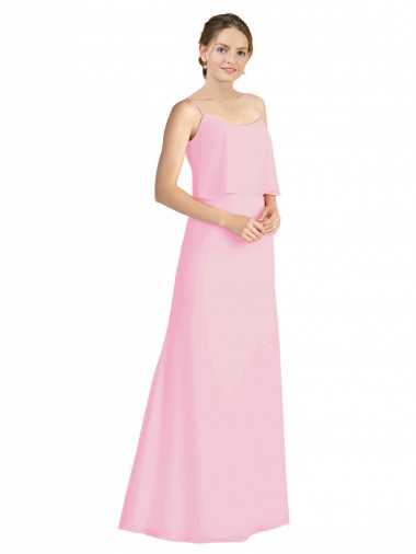 Best Spaghetti Straps A-Line Chiffon Bridesmaid Dress Low Back UK