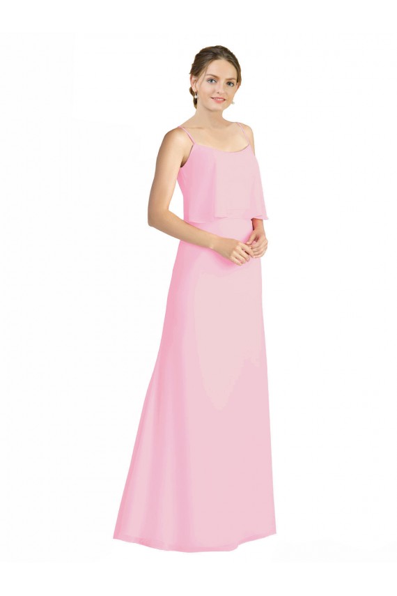 Best Spaghetti Straps A-Line Chiffon Bridesmaid Dress Low Back UK