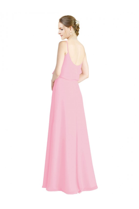 Best Spaghetti Straps A-Line Chiffon Bridesmaid Dress Low Back UK