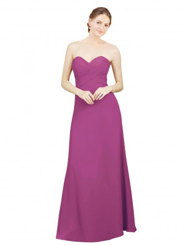 Best Sweetheart Neckline Pleated Chiffon Bridesmaid Dress with Low Back UK