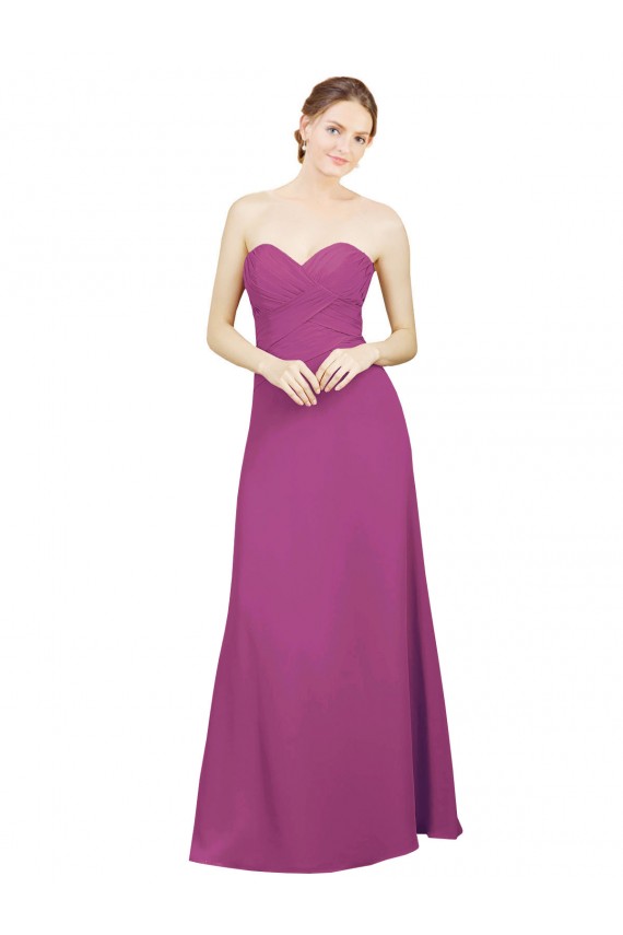 Best Sweetheart Neckline Pleated Chiffon Bridesmaid Dress with Low Back UK