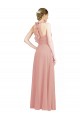 Best Ruched Sweetheart Halter Neckline Chiffon Bridesmaid Dress with Tie Open Back UK
