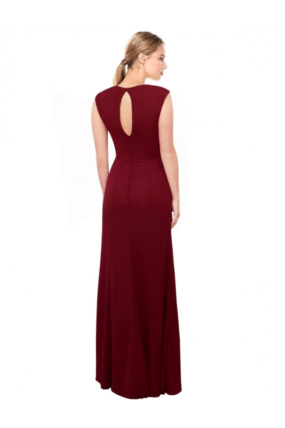 Best Cap Sleeves Chiffon Bridesmaid Dress / Prom Dress with Pleated V-Neck Bodice UK