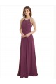 Best High Neckline Long Chiffon Bridesmaid Dress with Beaded Trim UK
