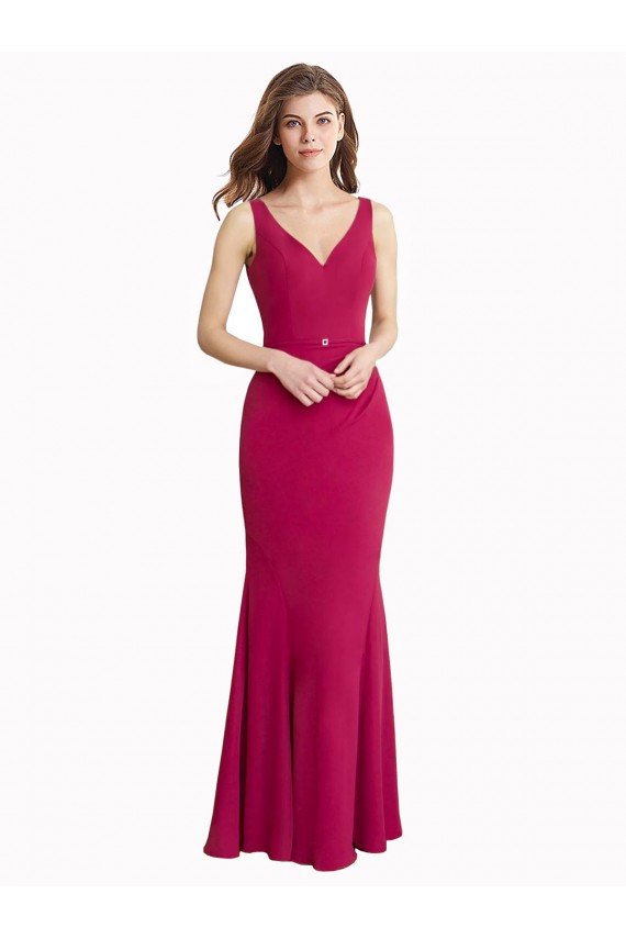 Best V-Neck Mermaid Chiffon Bridesmaid Dress / Prom Dress with V-Back and Belt UK