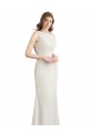 Best Long Chiffon Bridesmaid Dress with Boat Neckline and Satin Collar UK