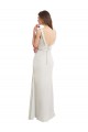 Best Long Chiffon Bridesmaid Dress with Boat Neckline and Satin Collar UK