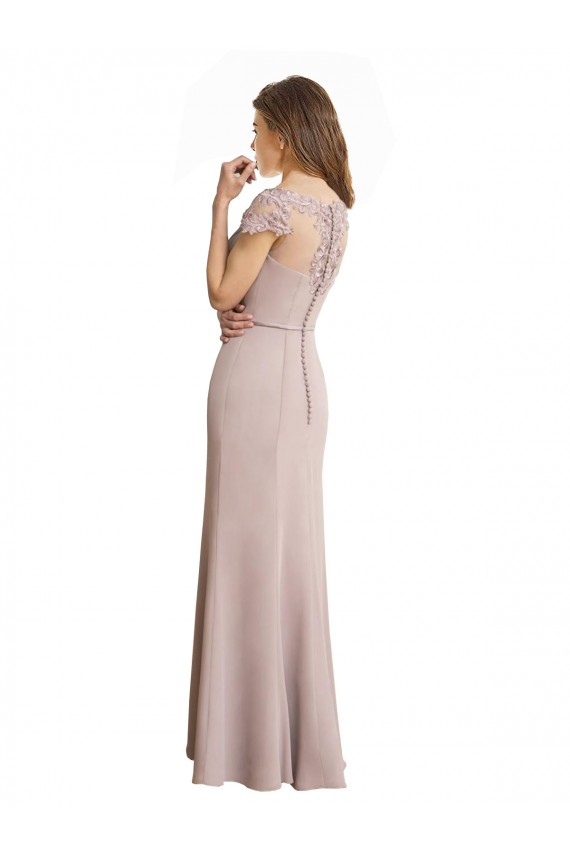 Best Capped Sleeves Embroidered with Applique Lace Mermaid Chiffon Bridesmaid Dress UK