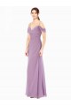 Best Draped Off the Shoulder Sweetheart Chiffon Bridesmaid Dress with Button Back UK