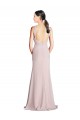 Best Long Slim Chiffon Bridesmaid Dress with Ruffled Waist and Keyhole UK
