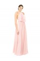 Best Halter Neck Chiffon Bridesmaid Dress with Double Ruffle Front UK