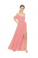 Best Draped Off the Shoulder Sleeves Chiffon Bridesmaid Dress UK