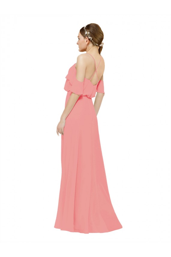 Best Draped Off the Shoulder Sleeves Chiffon Bridesmaid Dress UK