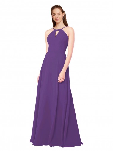 Best High Halter Chiffon Bridesmaid Dress with Keyhole UK