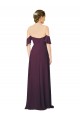 Best Romantic Off-Shoulder Chiffon Bridesmaid Dress with Plunging V-Neck UK