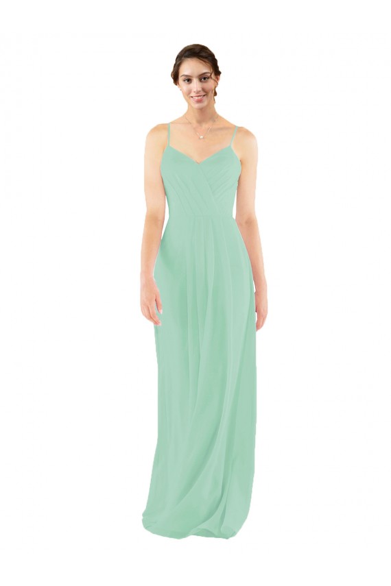 Best Classic Long Chiffon Bridesmaid Dress with V-Neck UK