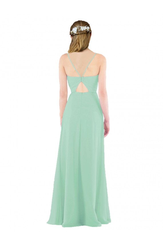 Best Classic Long Chiffon Bridesmaid Dress with V-Neck UK