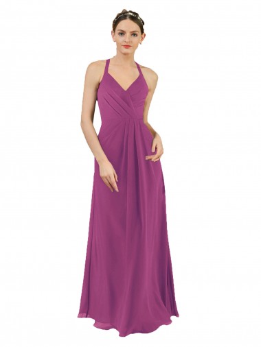 Best Sassy Chiffon Bridesmaid Dress with Halter Neckline UK