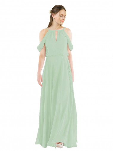 Best Off-the-Shoulder Long Chiffon Beachy Bridesmaid Dress UK