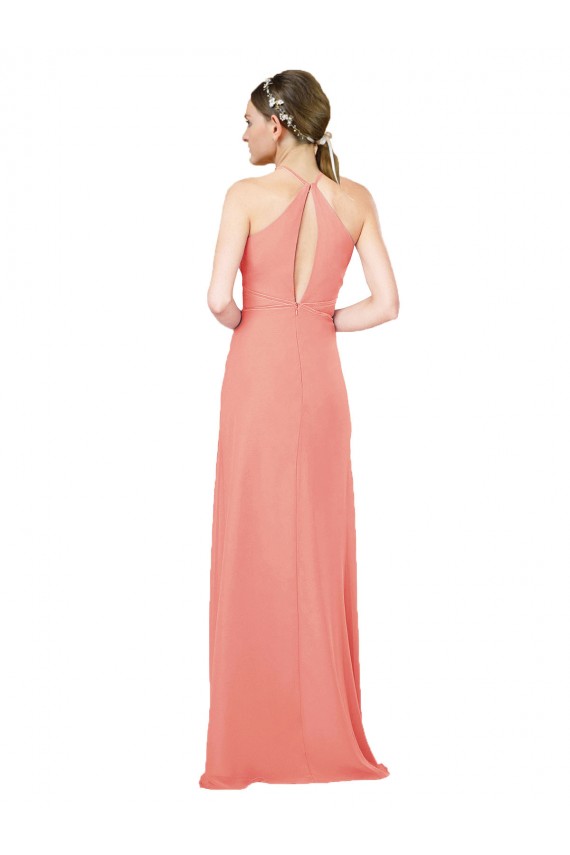 Best Modern Long Chiffon Bridesmaid Dress with Keyhole Back UK