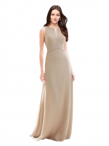Best Elegant Bridesmaid with High Neckline and Illusion V-Neck UK