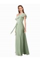 Best Chiffon Bridesmaids Dress with Ruffles Flutter Sleeves UK