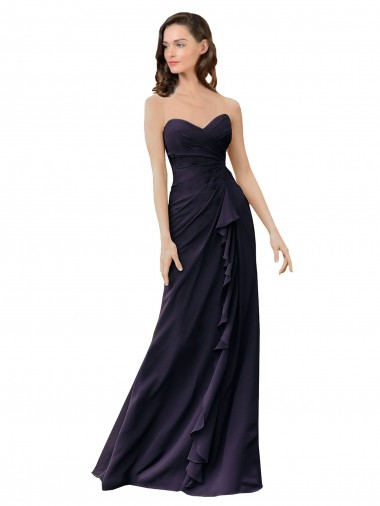 Best Strapless Chiffon Bridesmaids Dress with Sweetheart Neckline UK