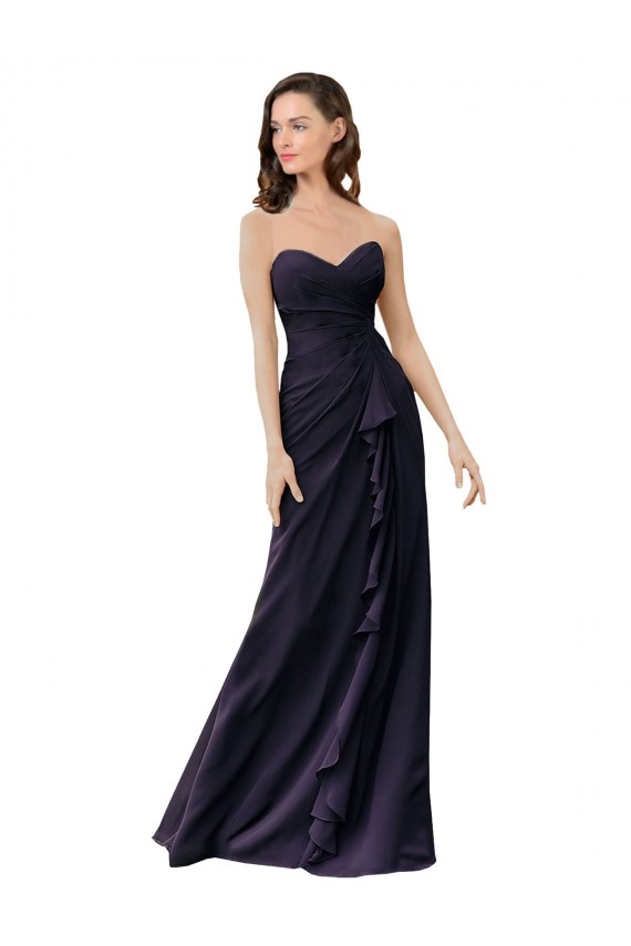 Best Strapless Chiffon Bridesmaids Dress with Sweetheart Neckline UK
