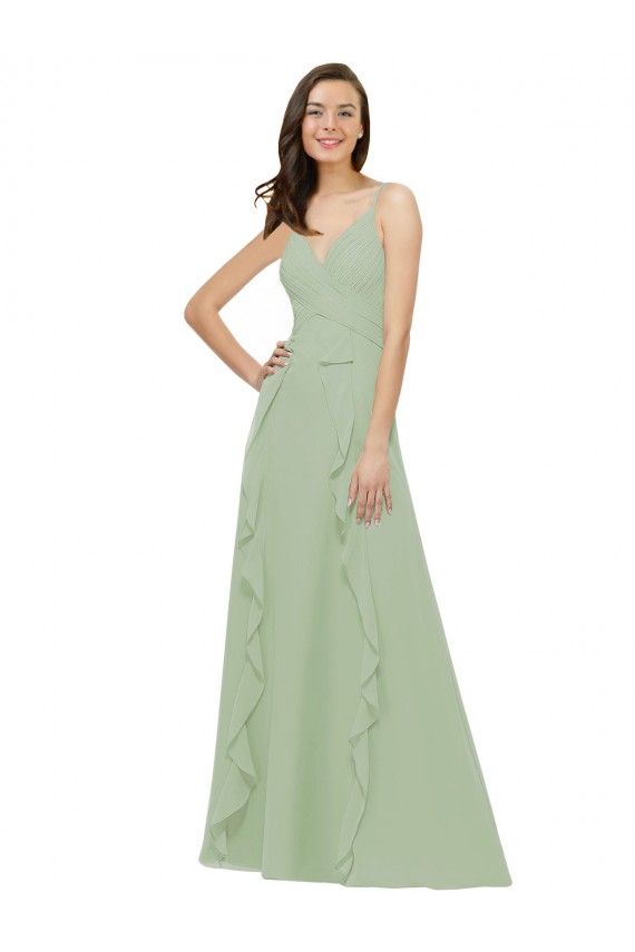 Best Chiffon Bridesmaid Dress with Ruffles and Draping UK