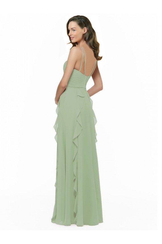 Best Chiffon Bridesmaid Dress with Ruffles and Draping UK