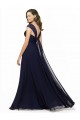 Best Chiffon Bridesmaid Dress with Rouched Draped Bodice and Watteau Back UK