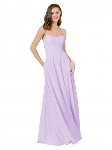 Best Simple Chiffon Bridesmaid Dress with Pocket UK