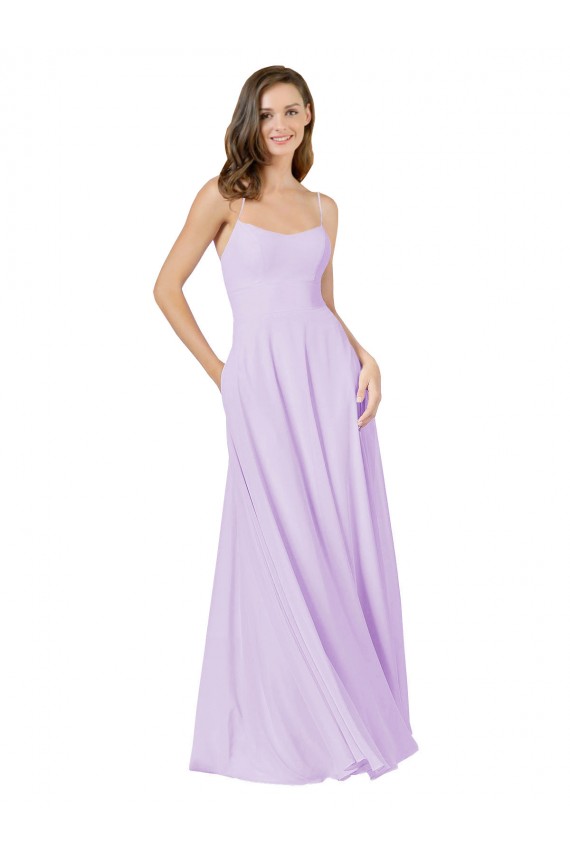 Best Simple Chiffon Bridesmaid Dress with Pocket UK