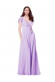 Best Flutter Sleeves V-Neck Chiffon Bridesmaid Dress UK