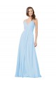 Best Long V-Neck Chiffon Bridesmaid Dress with Keyhole Back UK