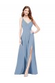 Best Surplice Bodice A-Line Long Chiffon Bridesmaid Dress UK