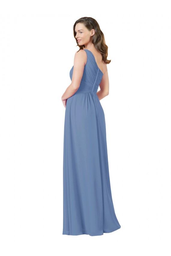 Best Pleated One Shoulder Chiffon Bridesmaid Dress UK