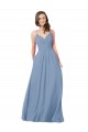 Best A-Line Ruched V-Neckline Chiffon Bridesmaid Dress with Pockets UK