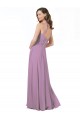 Best Floral Detailed Chiffon Bridesmaid Dress with Keyhole Back UK