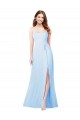 Best Chiffon Bridesmaid Dress with Tie Sash and Side Slit UK